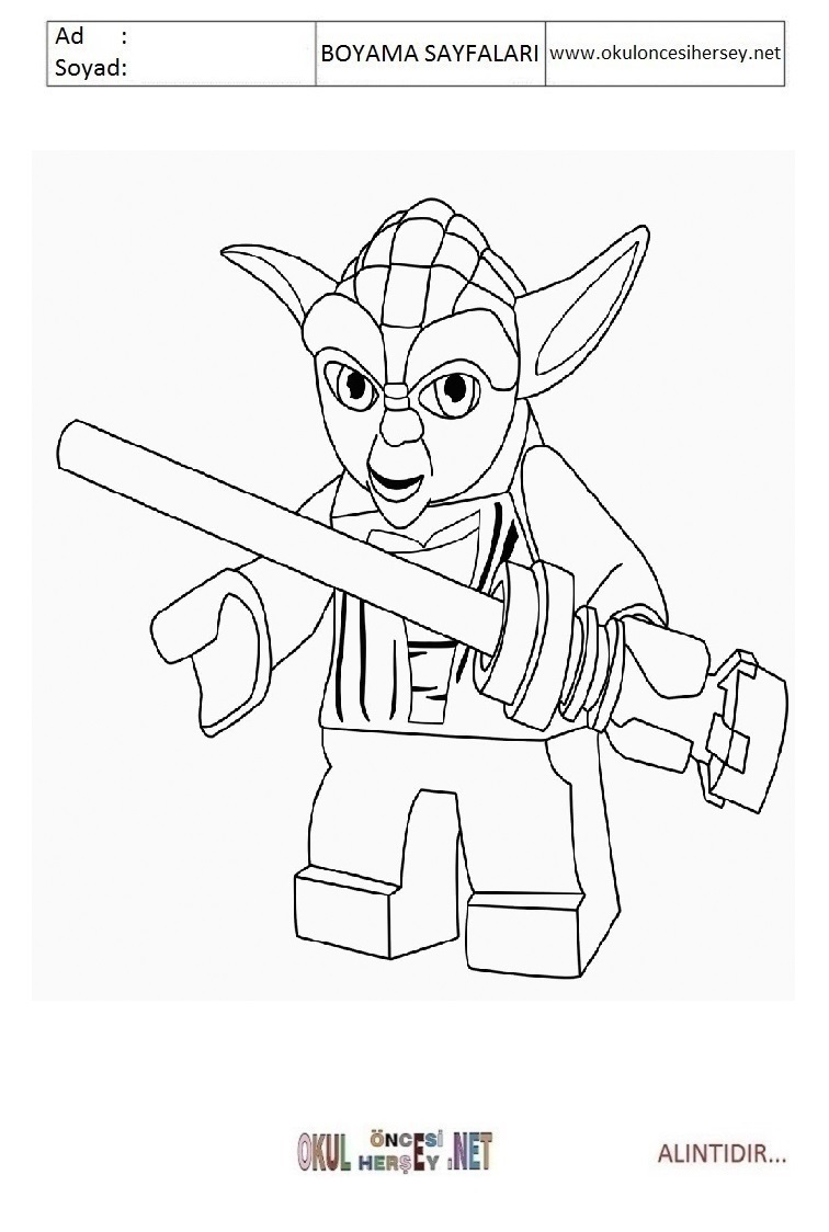 Çocuklar İçin Yoda Boyama Sayfaları 