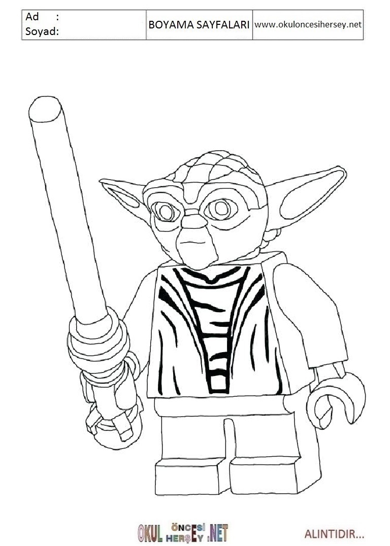 Çocuklar İçin Yoda Boyama Sayfaları 