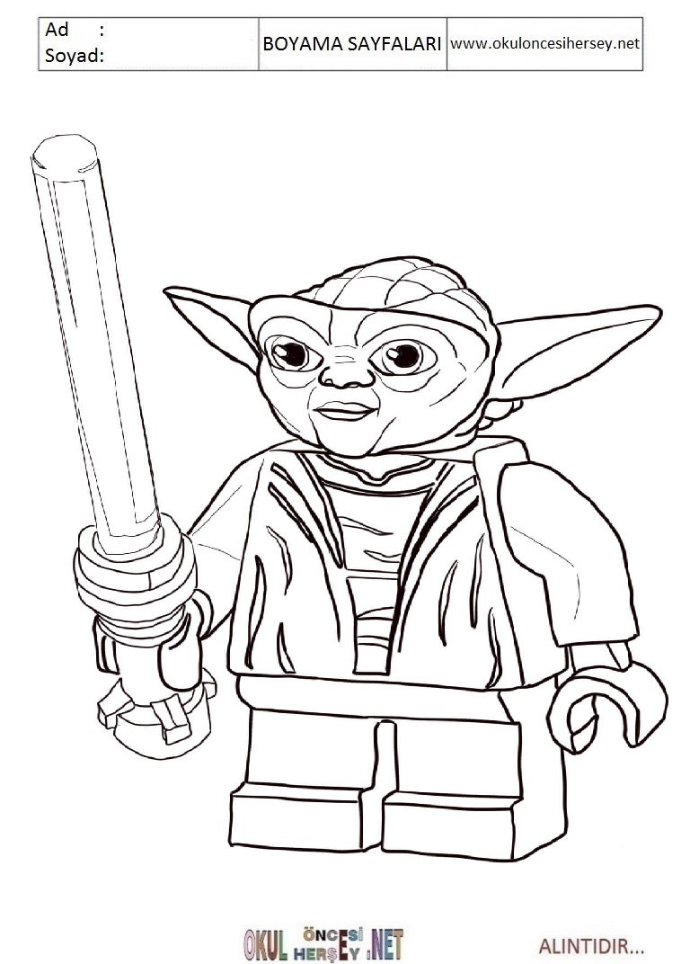 Çocuklar İçin Yoda Boyama Sayfaları 