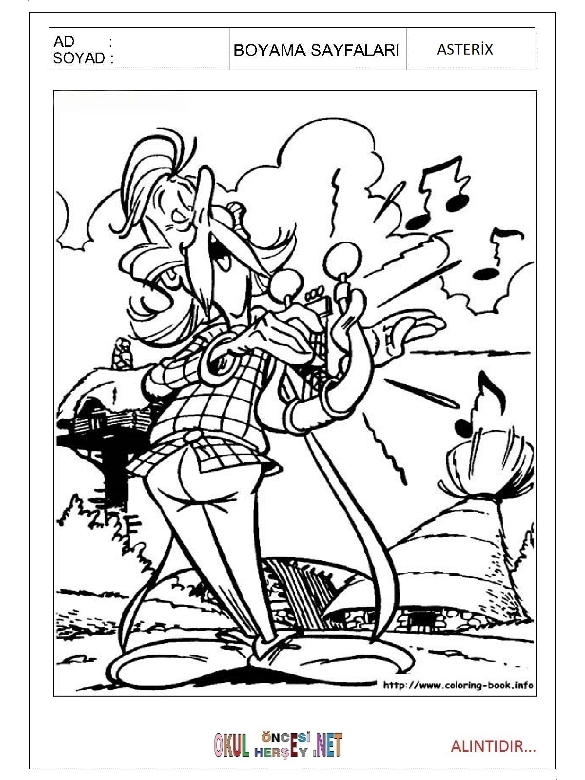 Çocuklar İçin Asterix Boyama Sayfaları 