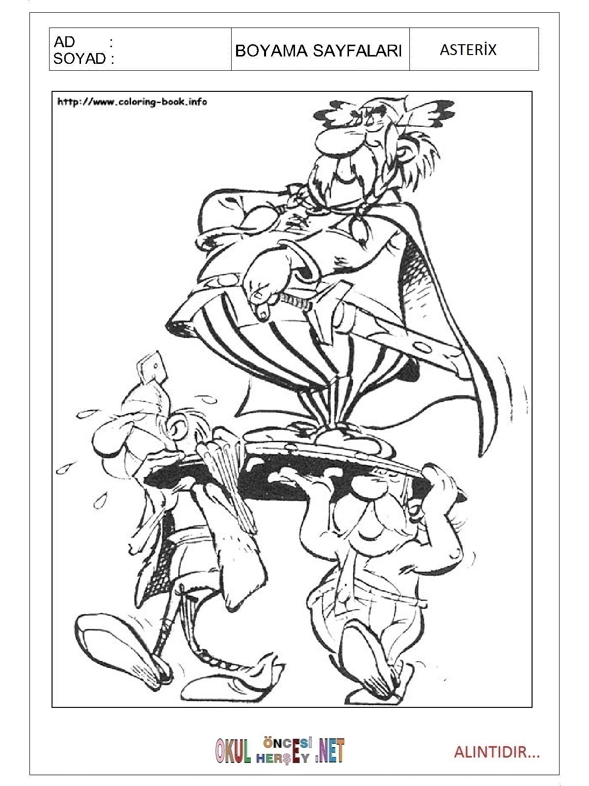 Çocuklar İçin Asterix Boyama Sayfaları 
