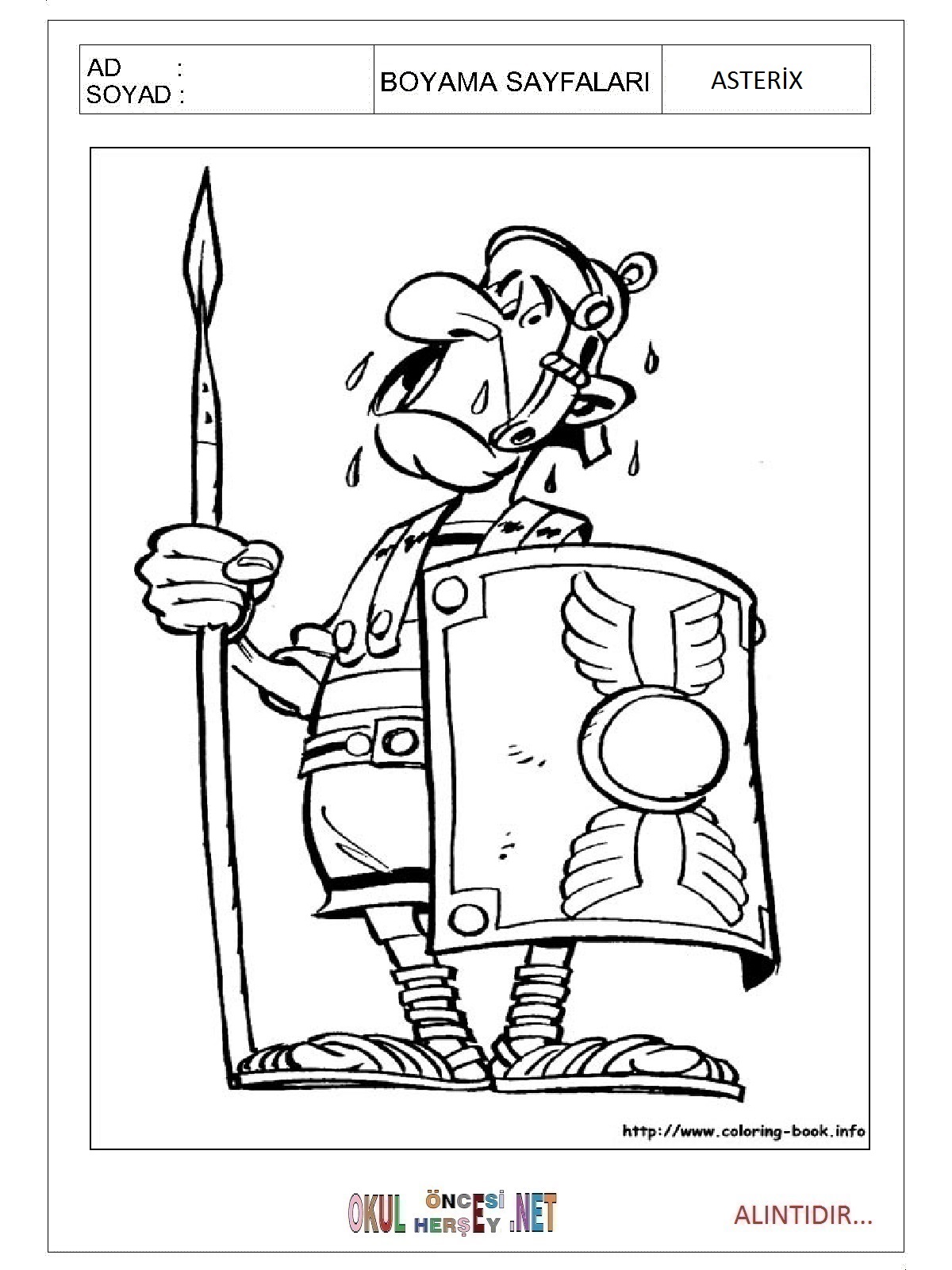 Çocuklar İçin Asterix Boyama Sayfaları 