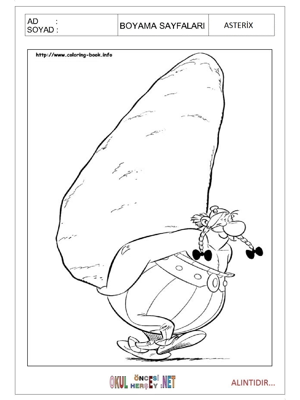 Çocuklar İçin Asterix Boyama Sayfaları 
