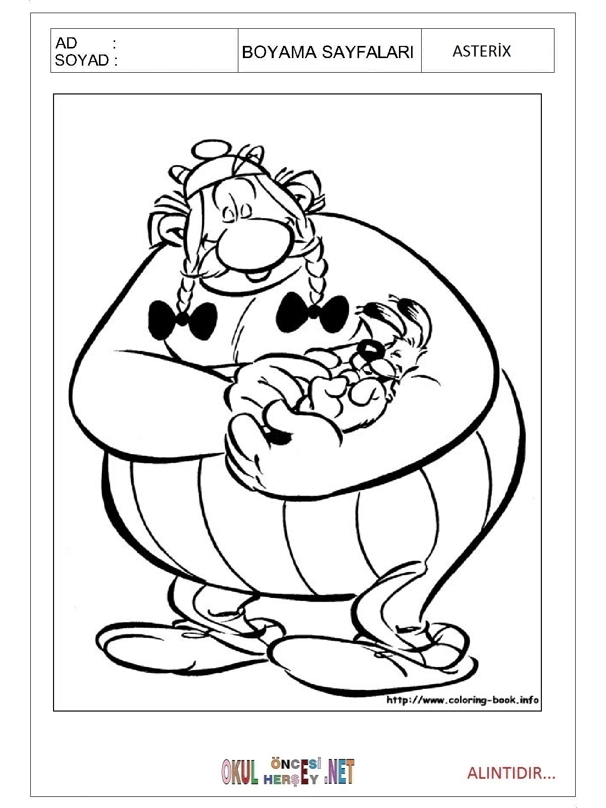 Çocuklar İçin Asterix Boyama Sayfaları 