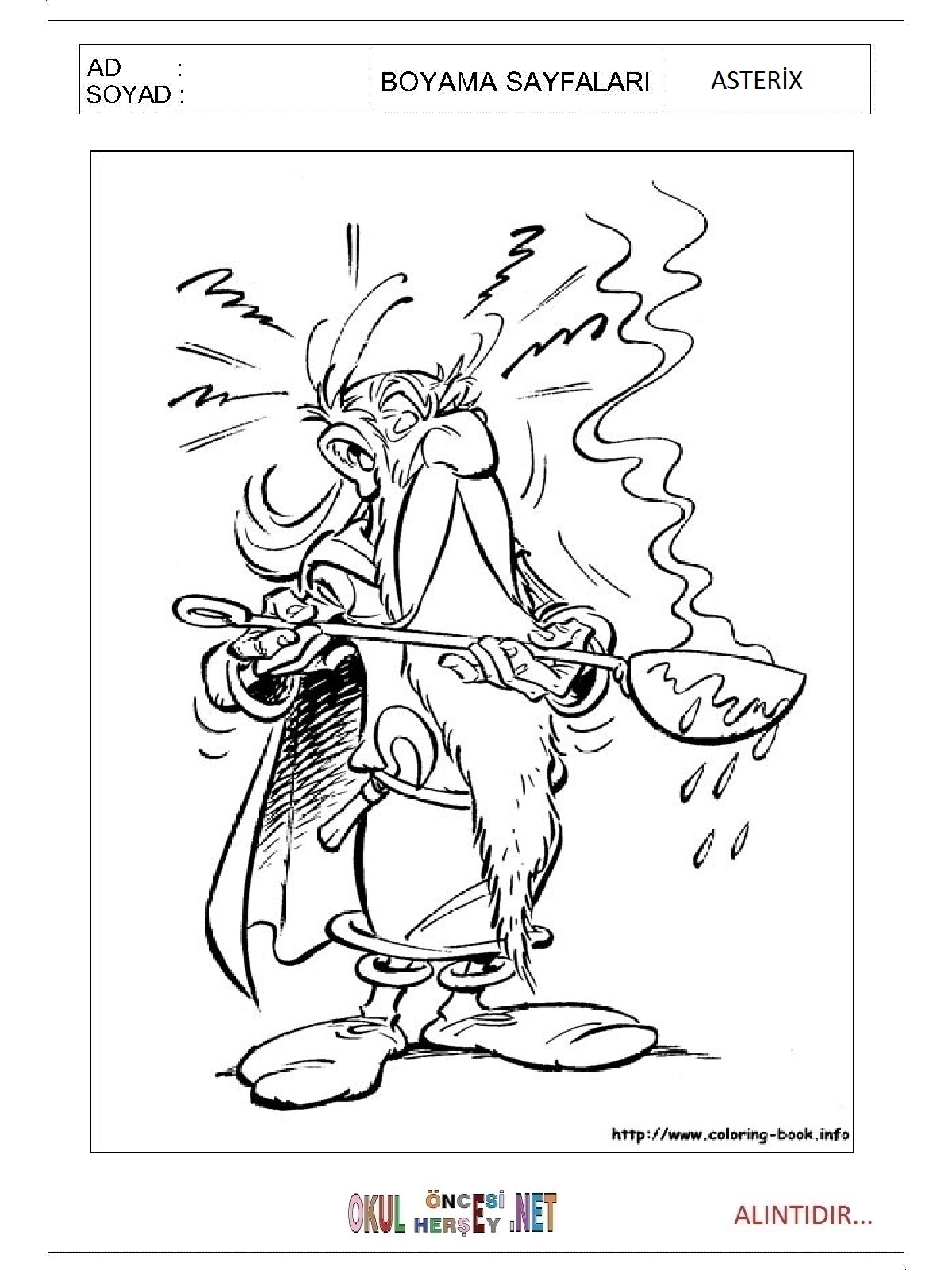 Çocuklar İçin Asterix Boyama Sayfaları 