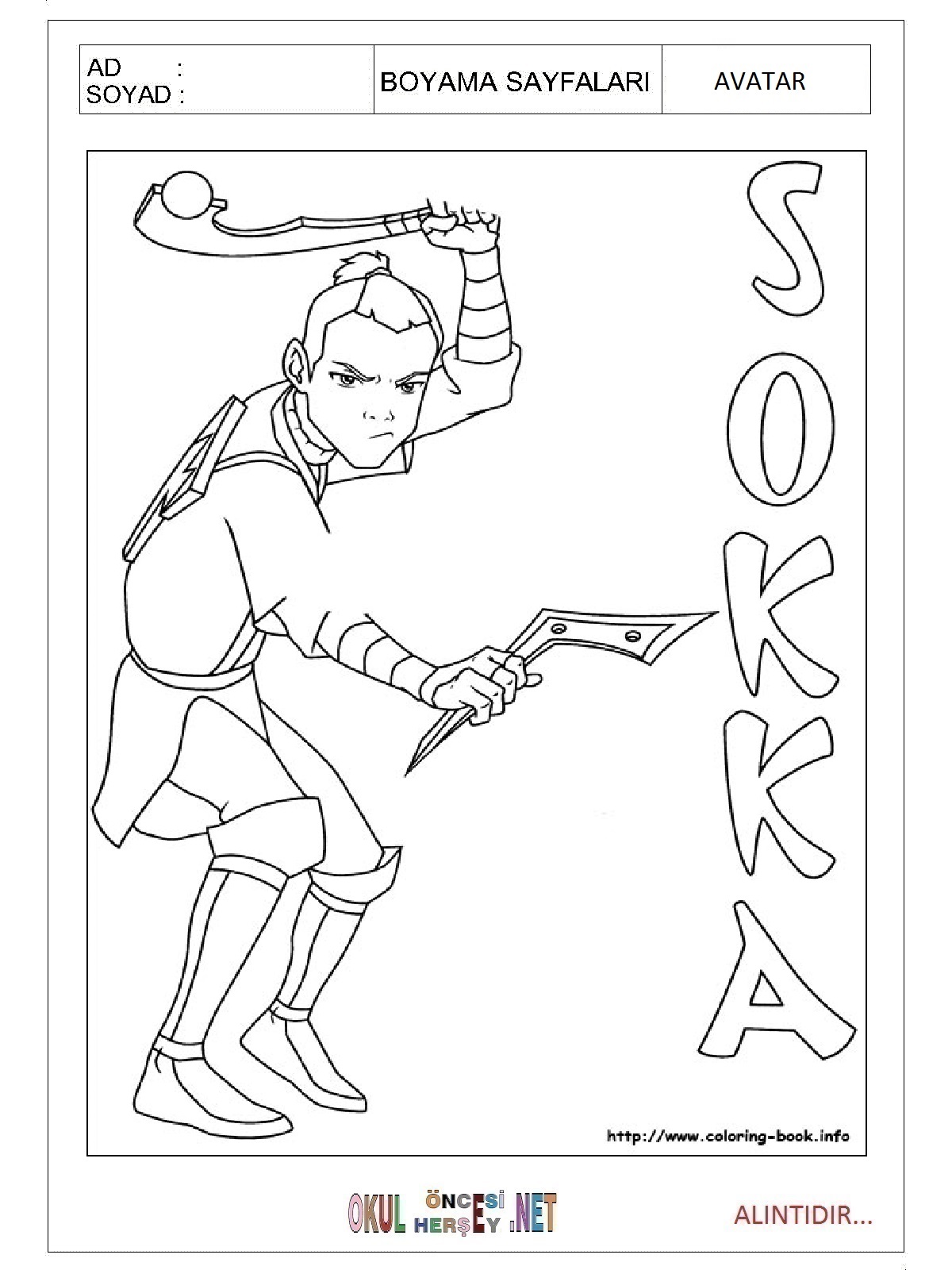 Çocuklar İçin Avatar Boyama Sayfaları 