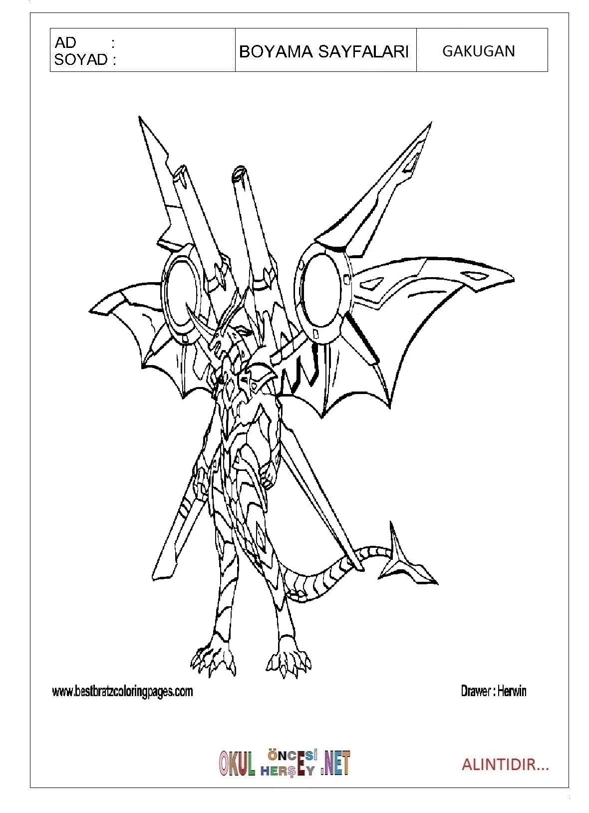 Çocuklar İçin Bakugan Boyama Sayfaları 