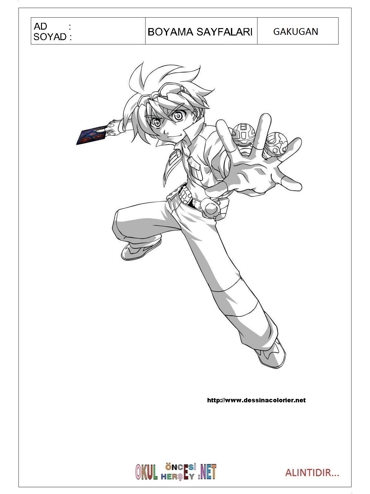 Çocuklar İçin Bakugan Boyama Sayfaları 
