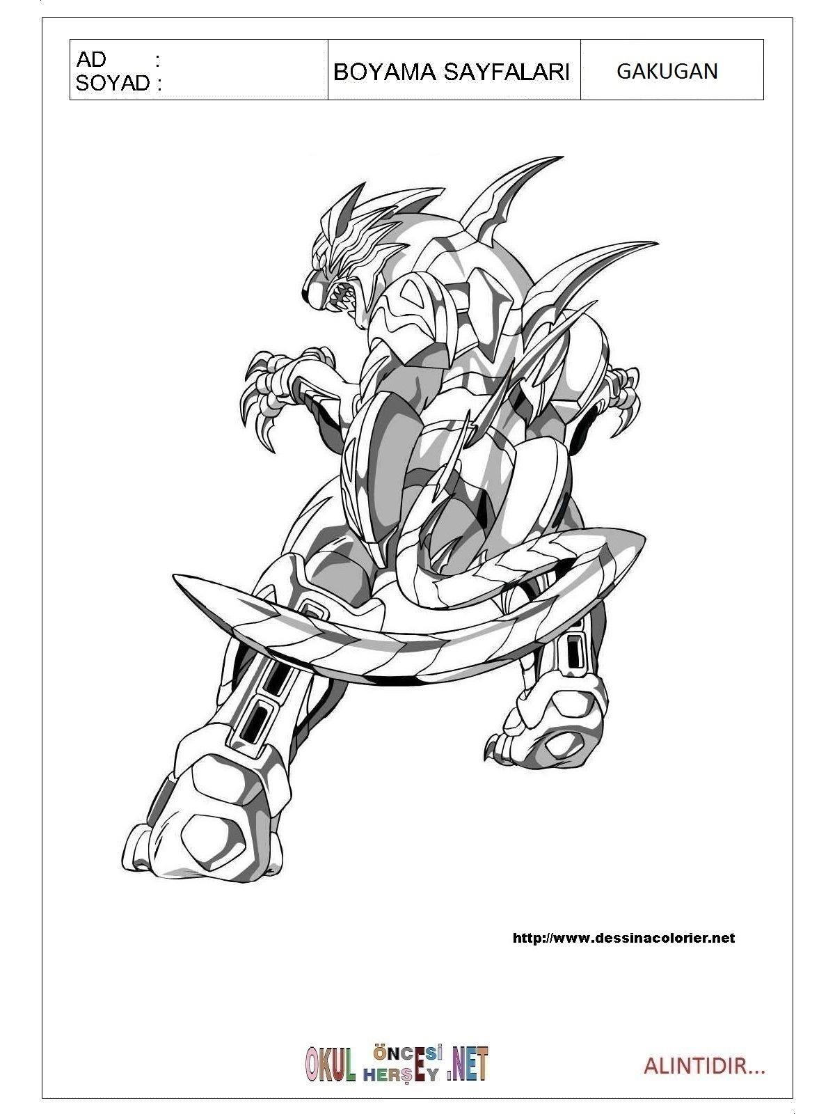 Çocuklar İçin Bakugan Boyama Sayfaları 