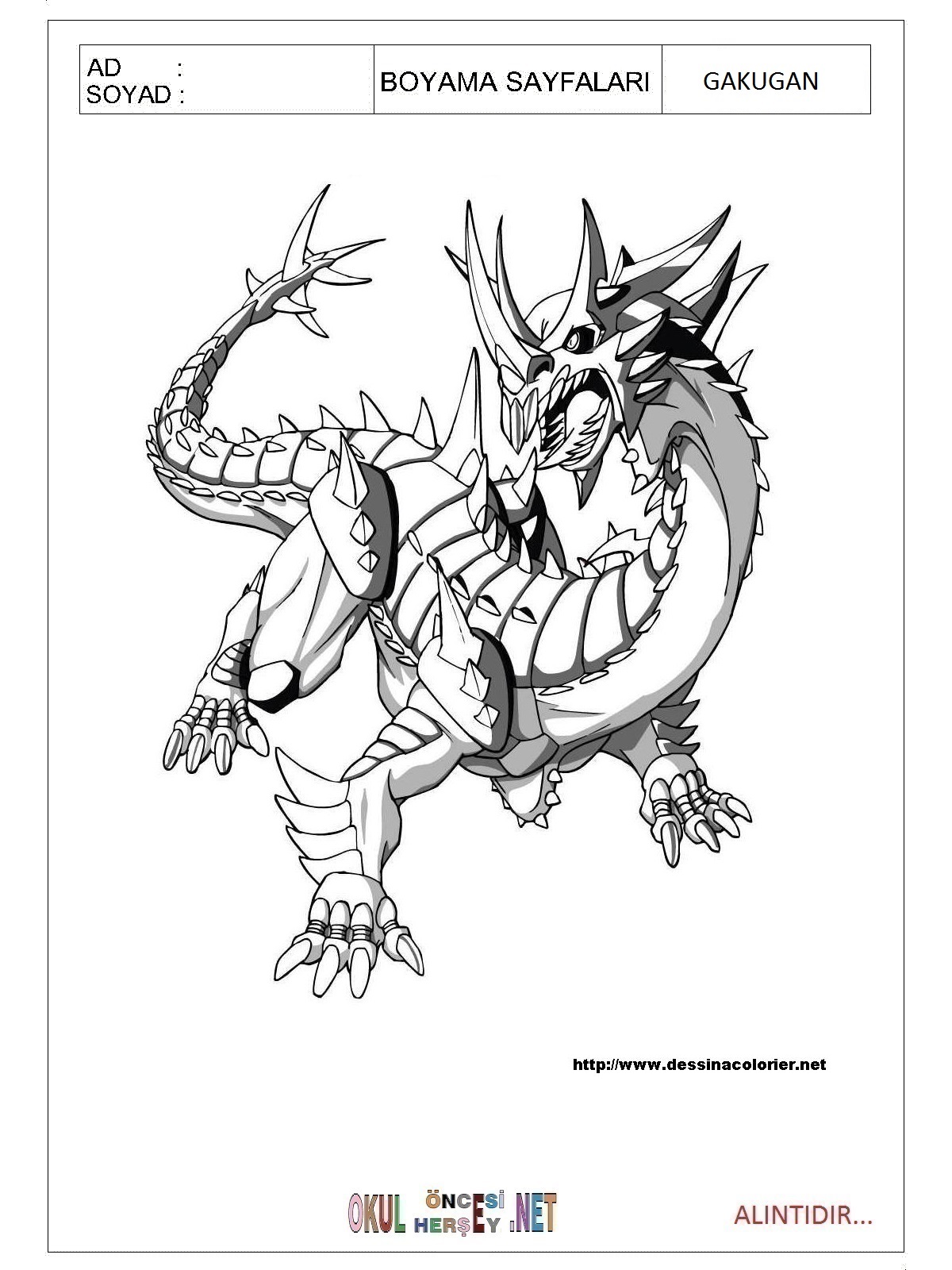 Çocuklar İçin Bakugan Boyama Sayfaları 