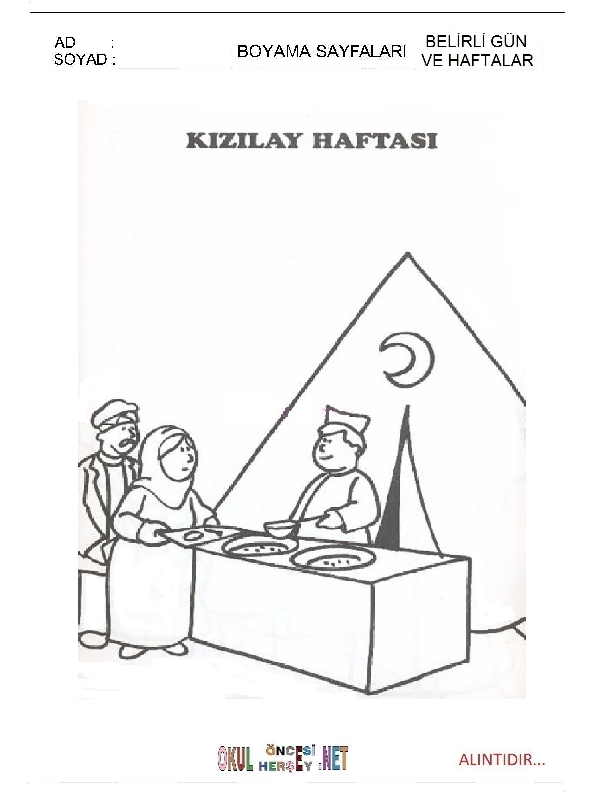 Çocuklar İçin Kızılay-Haftası Boyama Sayfaları 