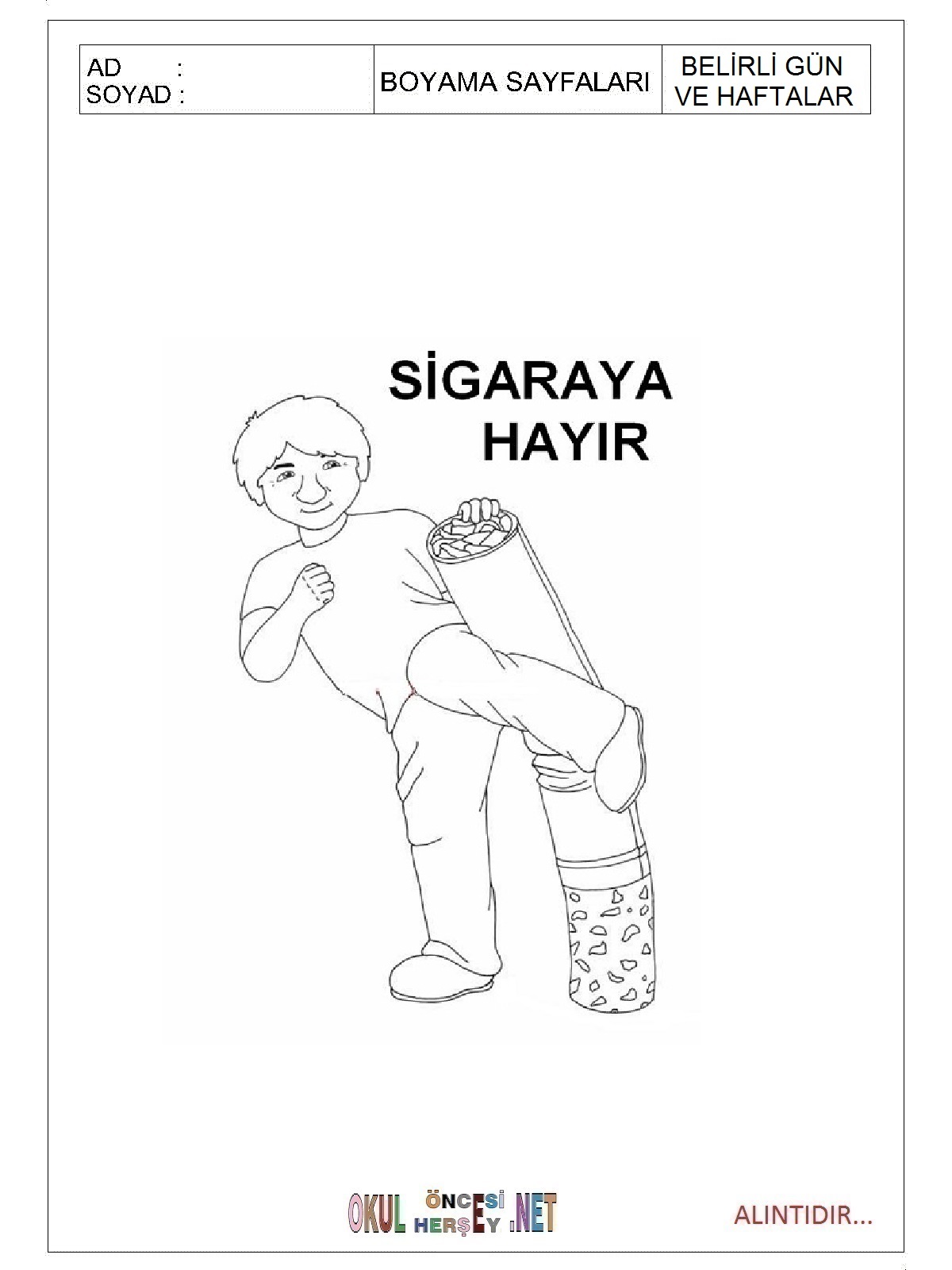 Çocuklar İçin Yeşilay-Haftası Boyama Sayfaları 