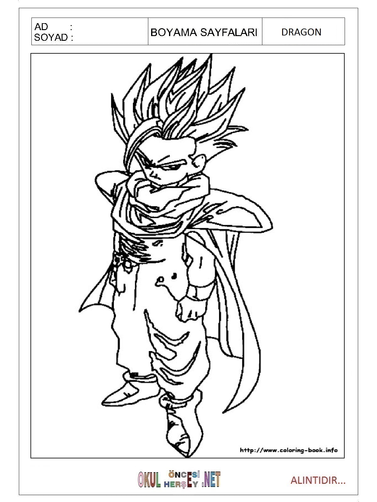 Çocuklar İçin Dragon Boyama Sayfaları 