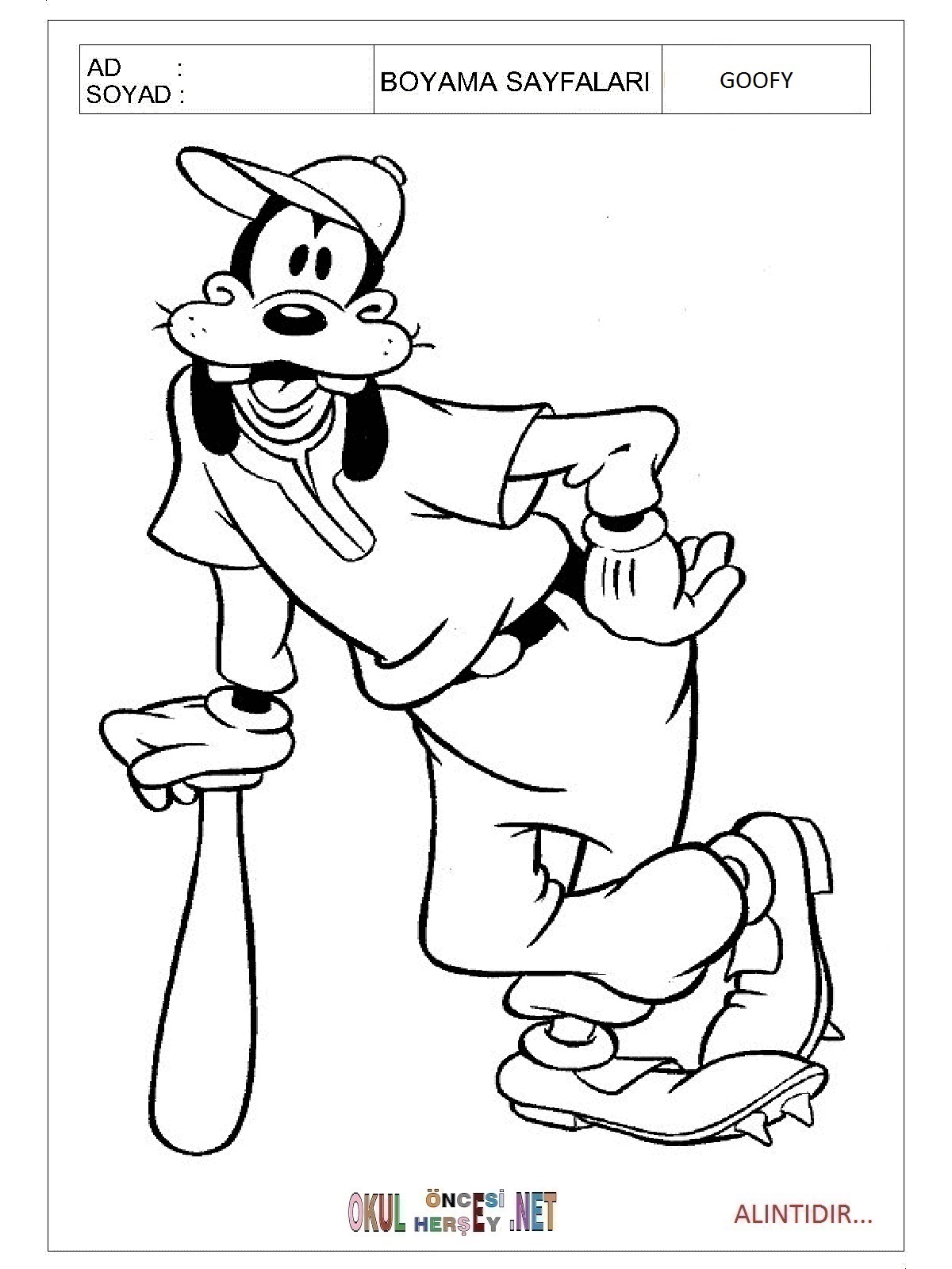 Çocuklar İçin Goofy Boyama Sayfaları 