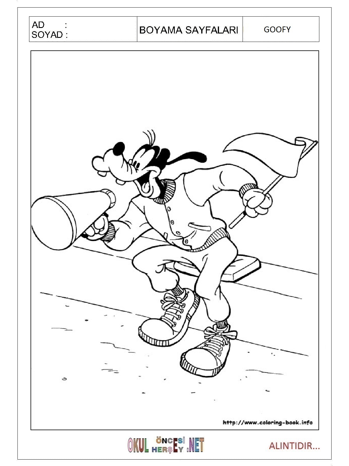 Çocuklar İçin Goofy Boyama Sayfaları 