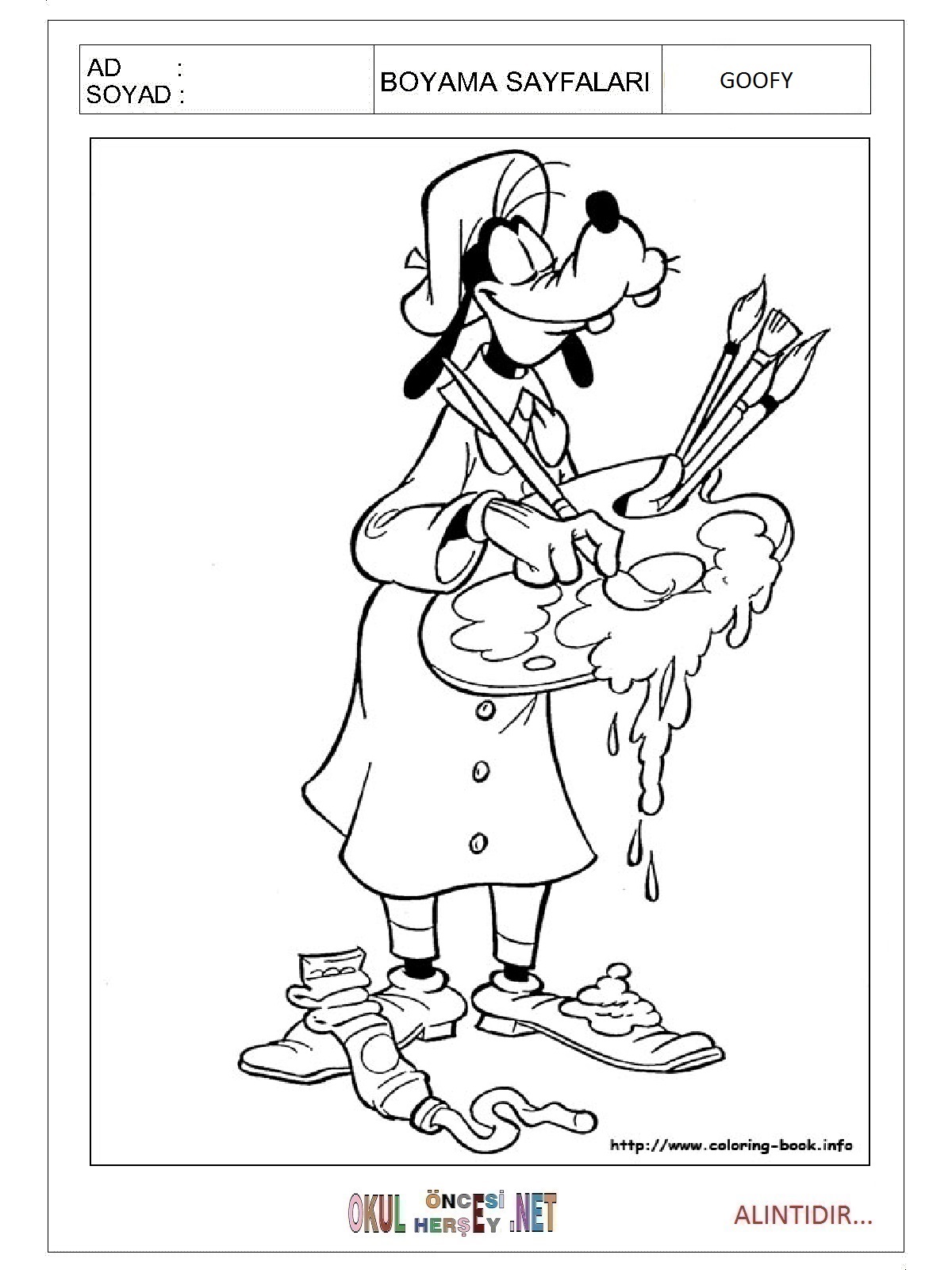 Çocuklar İçin Goofy Boyama Sayfaları 