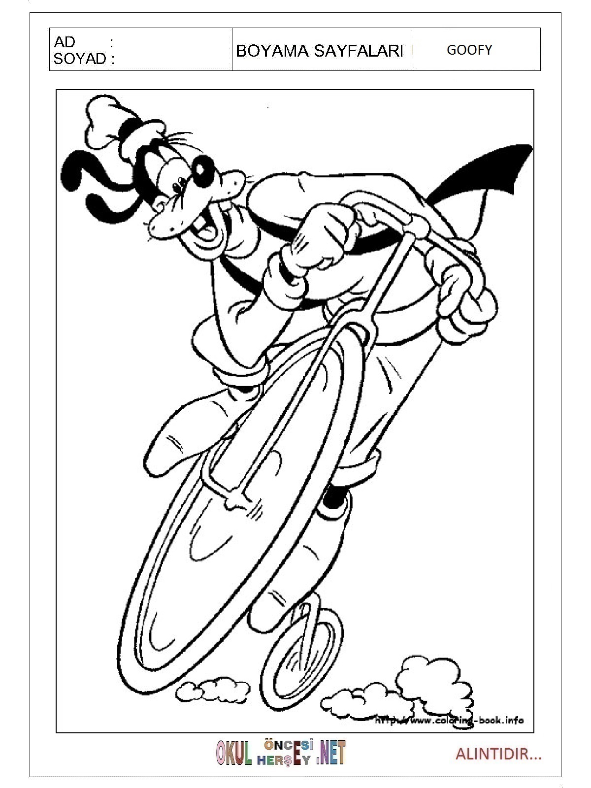 Çocuklar İçin Goofy Boyama Sayfaları 