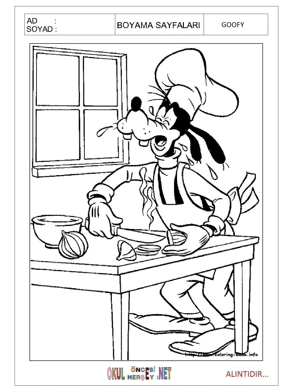 Çocuklar İçin Goofy Boyama Sayfaları 