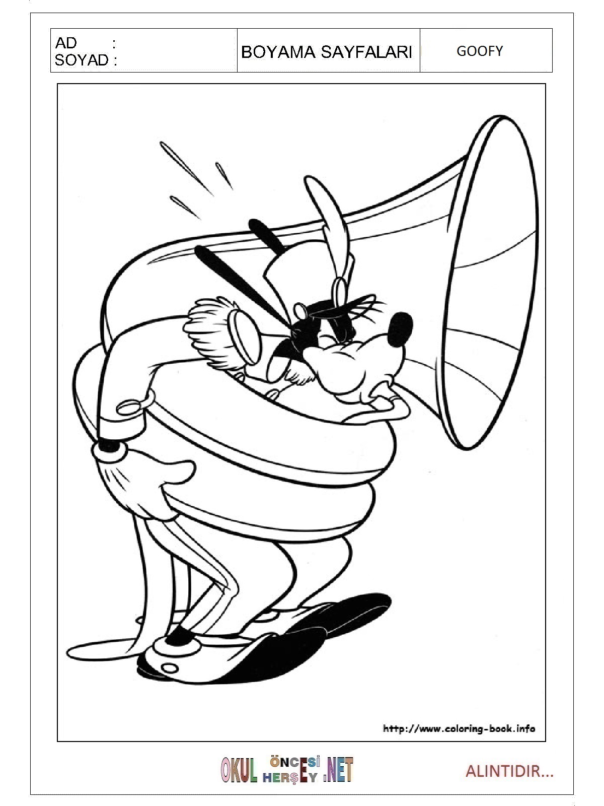 Çocuklar İçin Goofy Boyama Sayfaları 