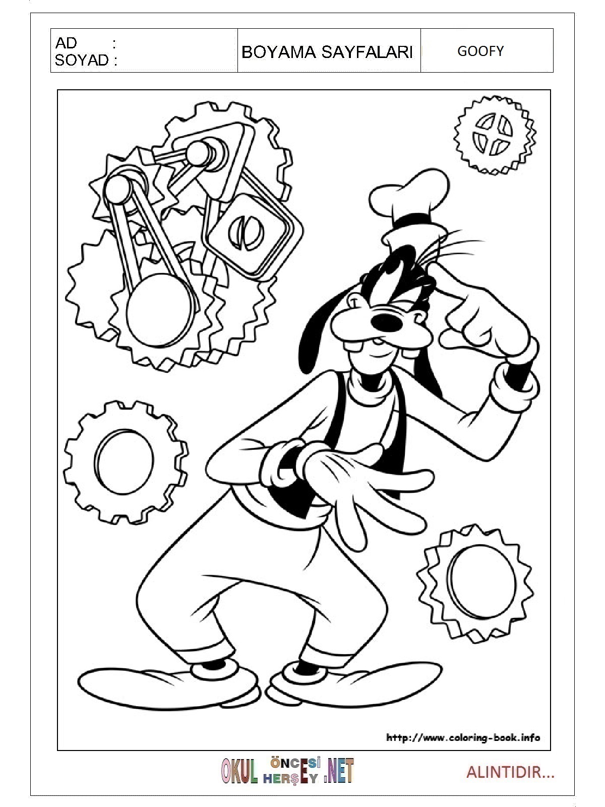 Çocuklar İçin Goofy Boyama Sayfaları 