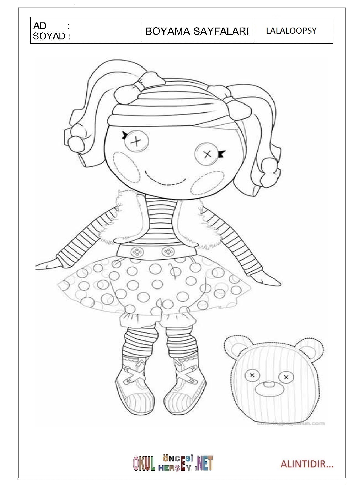 Çocuklar İçin Lalaloopsy Boyama Sayfaları 