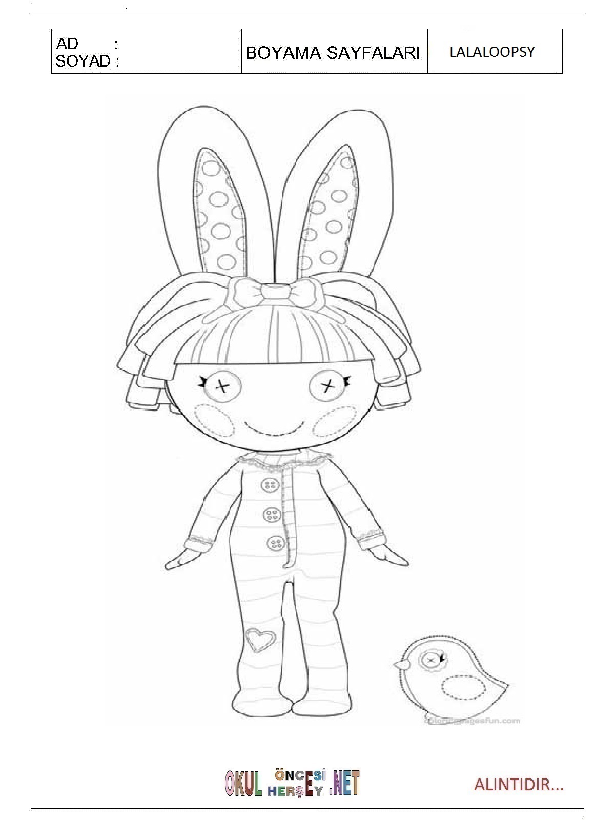 Çocuklar İçin Lalaloopsy Boyama Sayfaları 