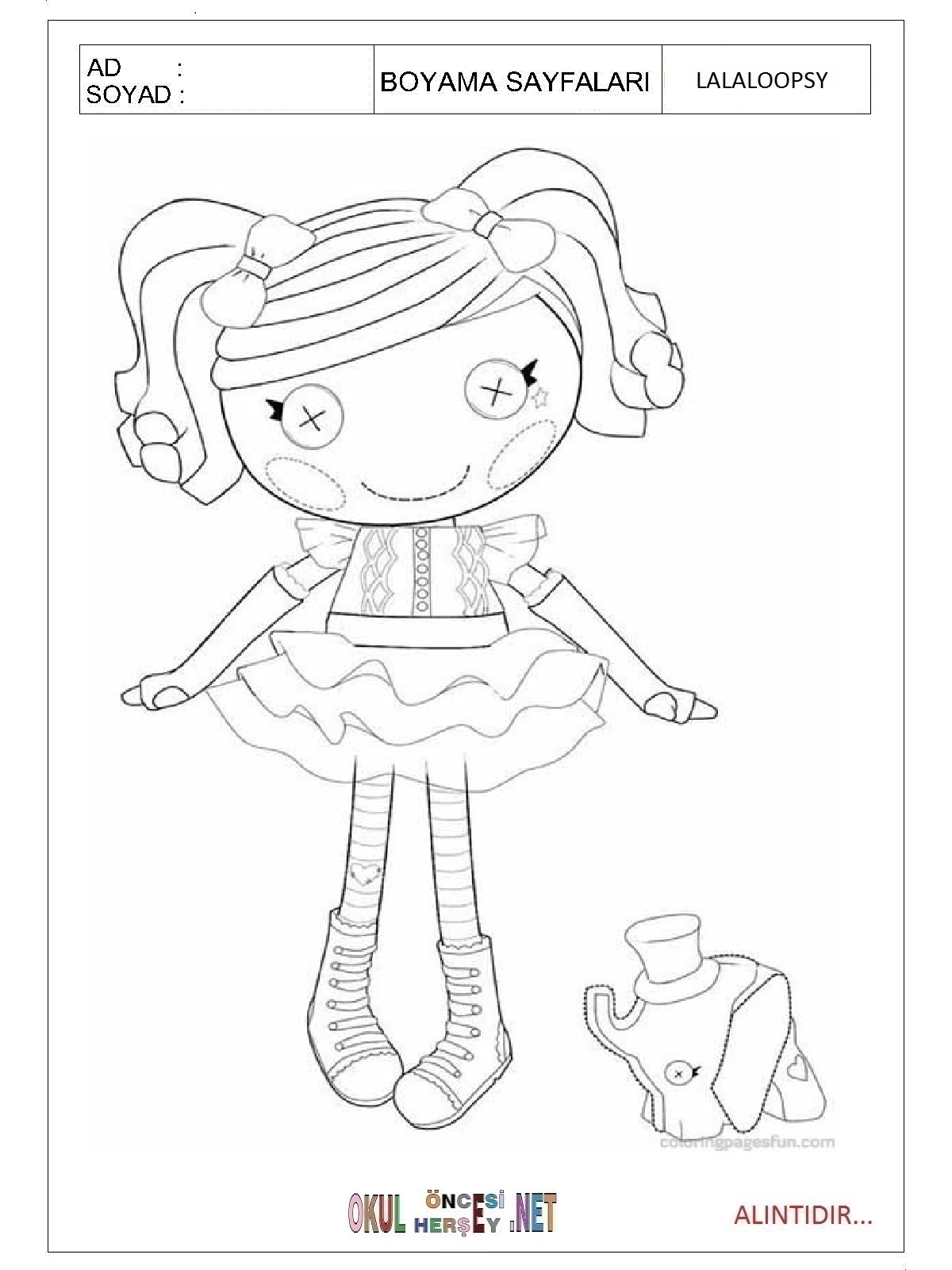 Çocuklar İçin Lalaloopsy Boyama Sayfaları 