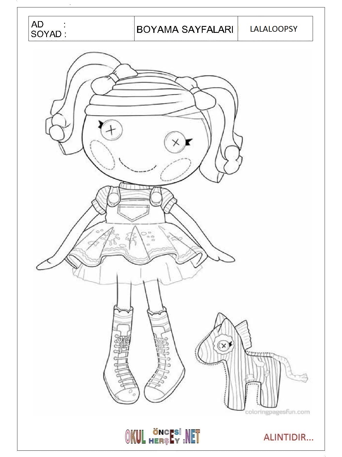 Çocuklar İçin Lalaloopsy Boyama Sayfaları 