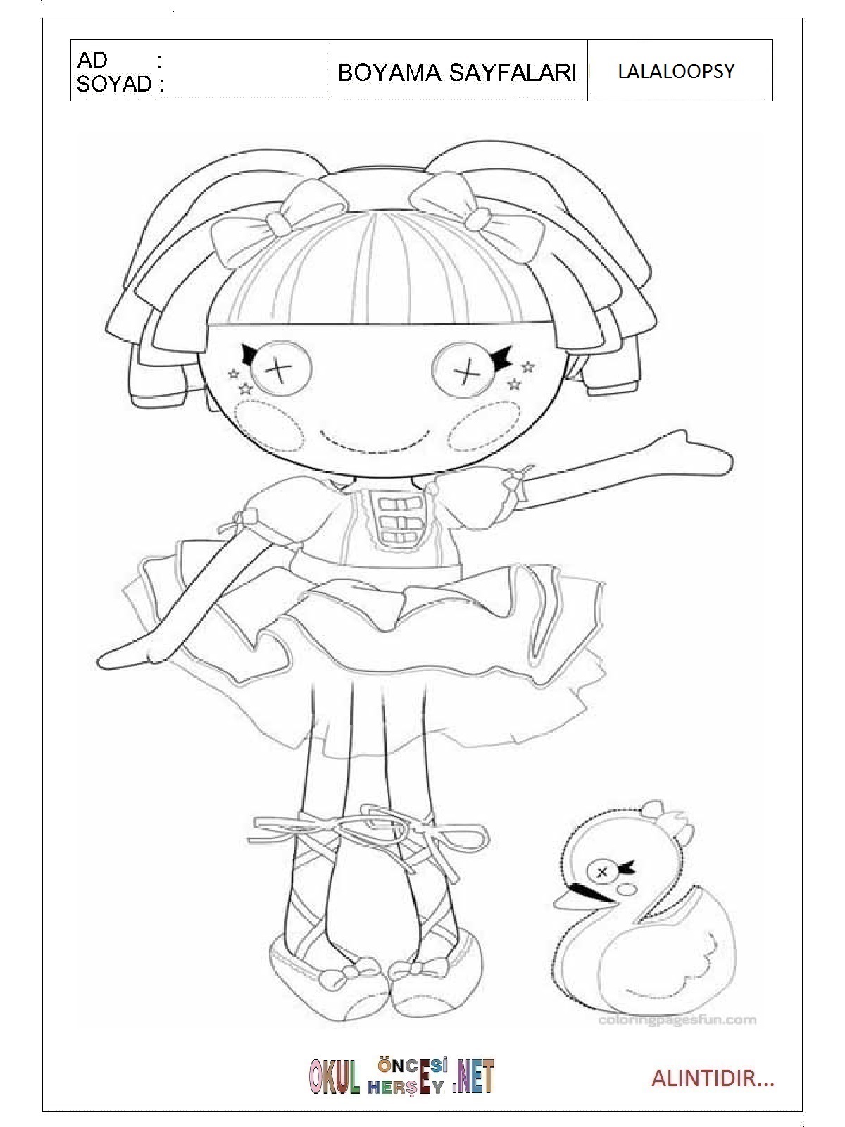 Çocuklar İçin Lalaloopsy Boyama Sayfaları 