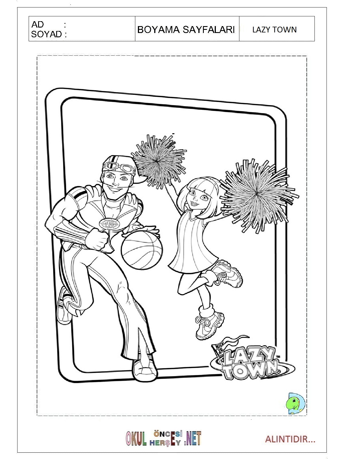 Çocuklar İçin Lazy Town Boyama Sayfaları 