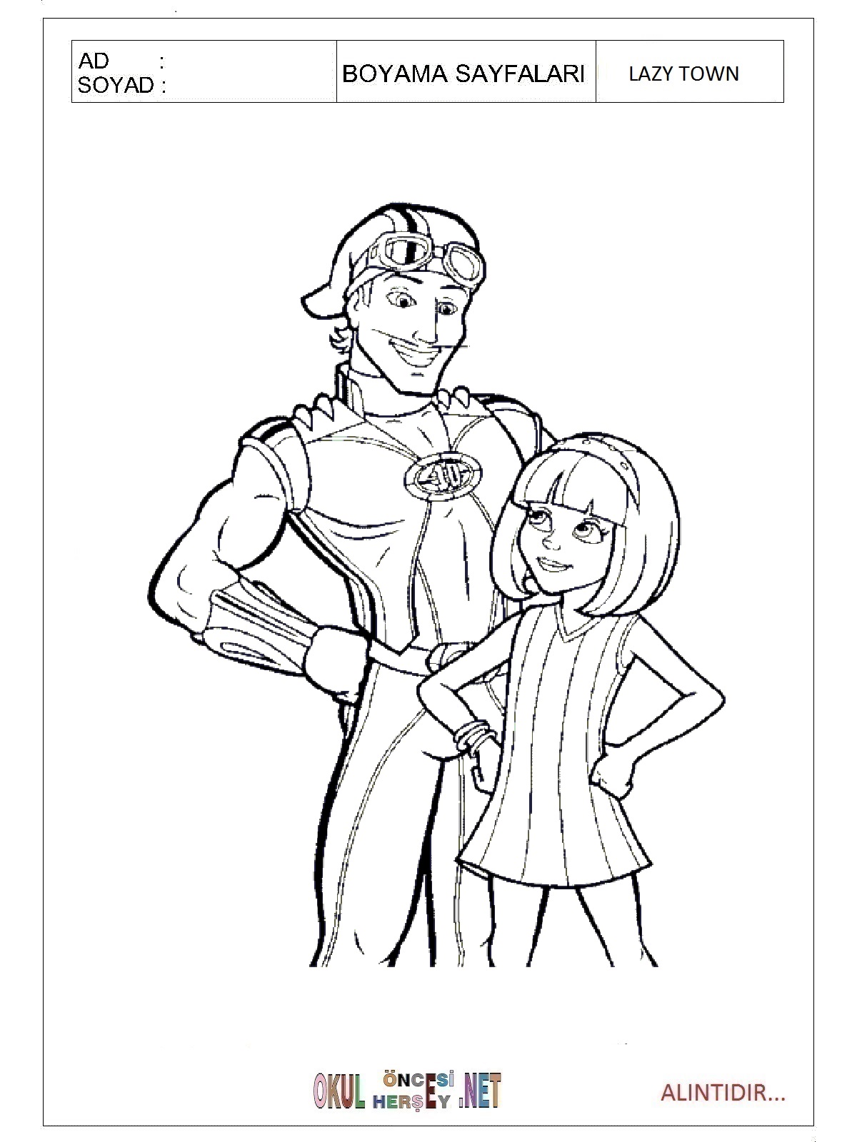 Çocuklar İçin Lazy Town Boyama Sayfaları 