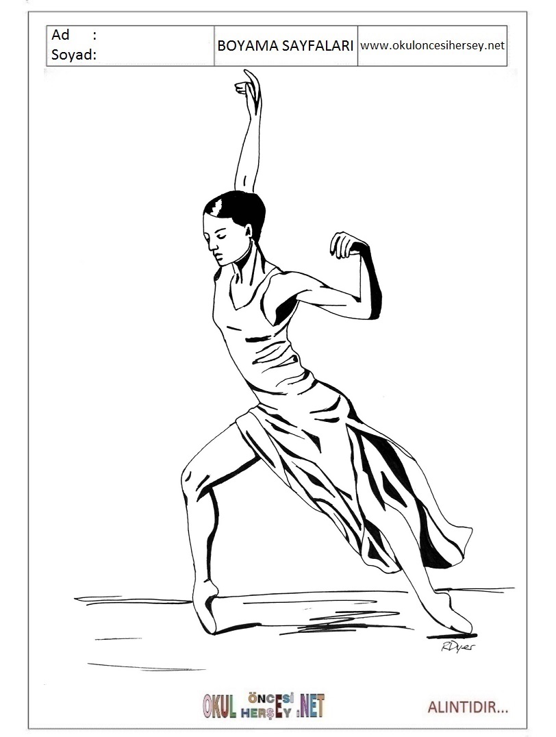 Çocuklar İçin Dansçı Boyama Sayfaları 
