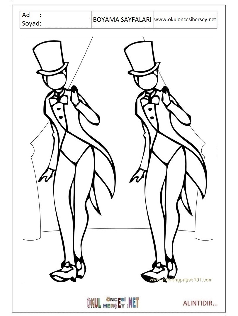 Çocuklar İçin Dansçı Boyama Sayfaları 