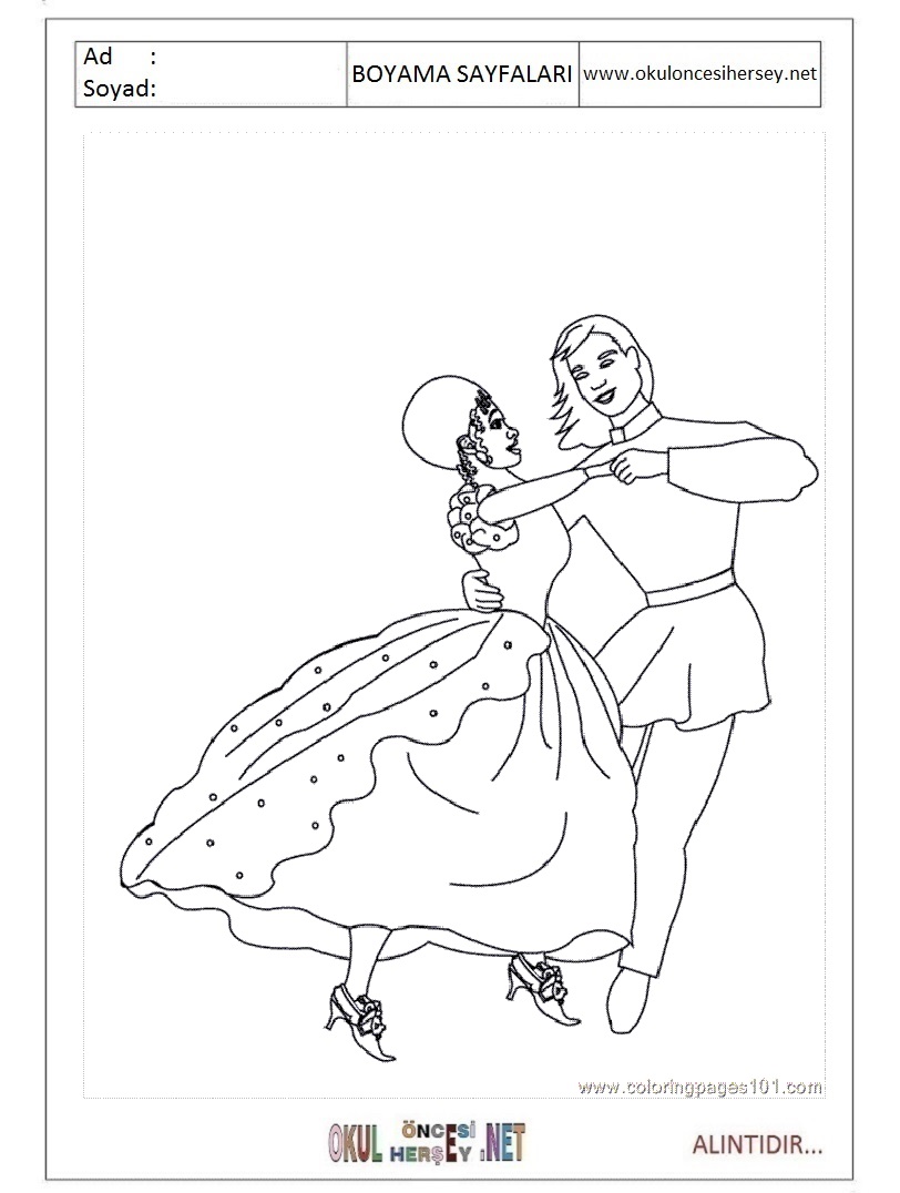 Çocuklar İçin Dansçı Boyama Sayfaları 