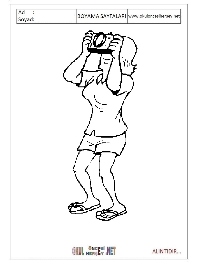 Çocuklar İçin Fotografçı Boyama Sayfaları 