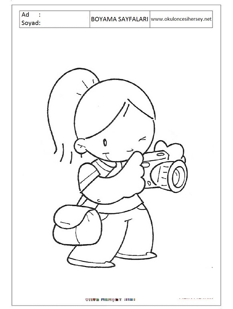 Çocuklar İçin Fotografçı Boyama Sayfaları 
