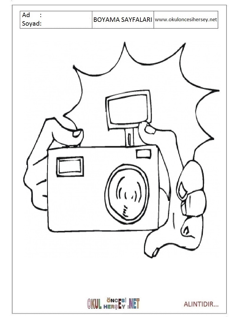 Çocuklar İçin Fotografçı Boyama Sayfaları 