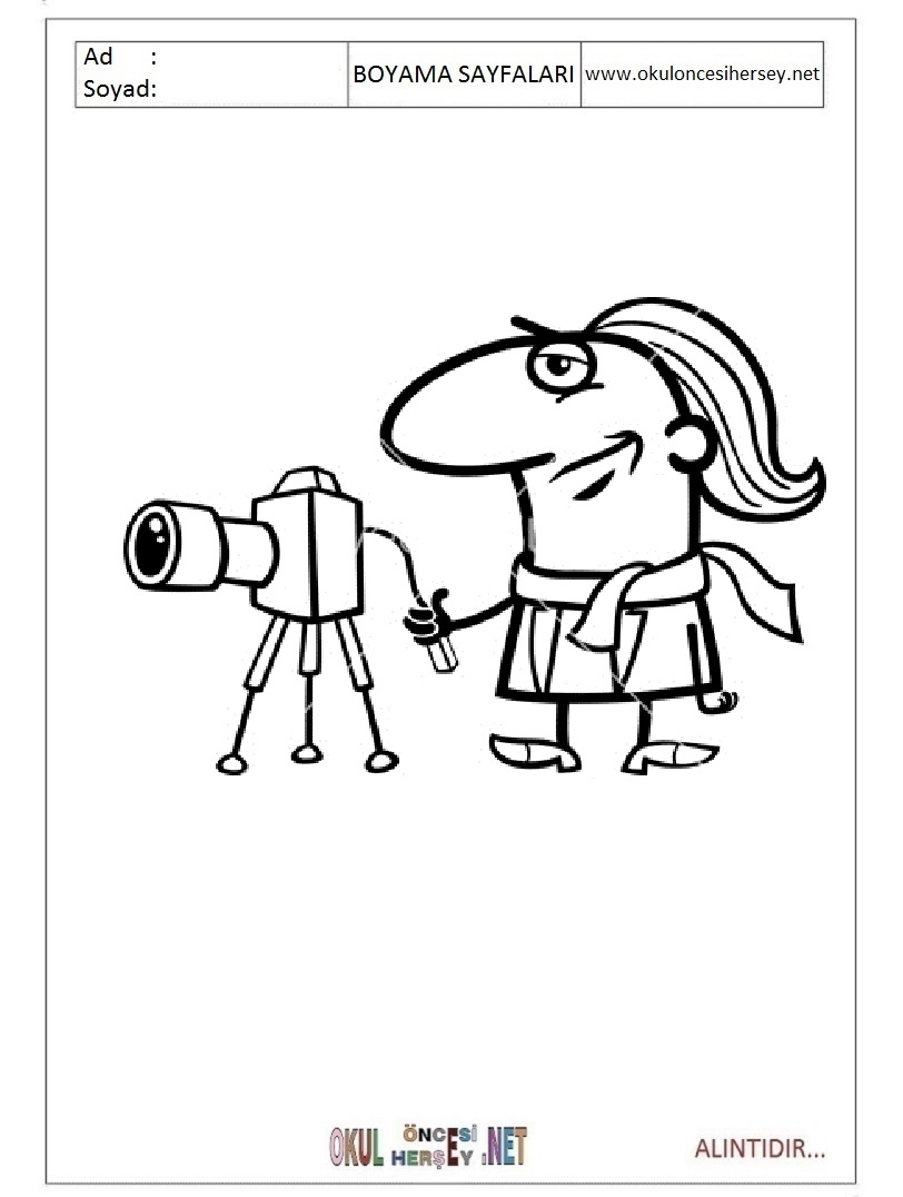 Çocuklar İçin Fotografçı Boyama Sayfaları 