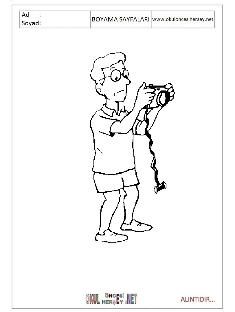 Çocuklar İçin Fotografçı Boyama Sayfaları 
