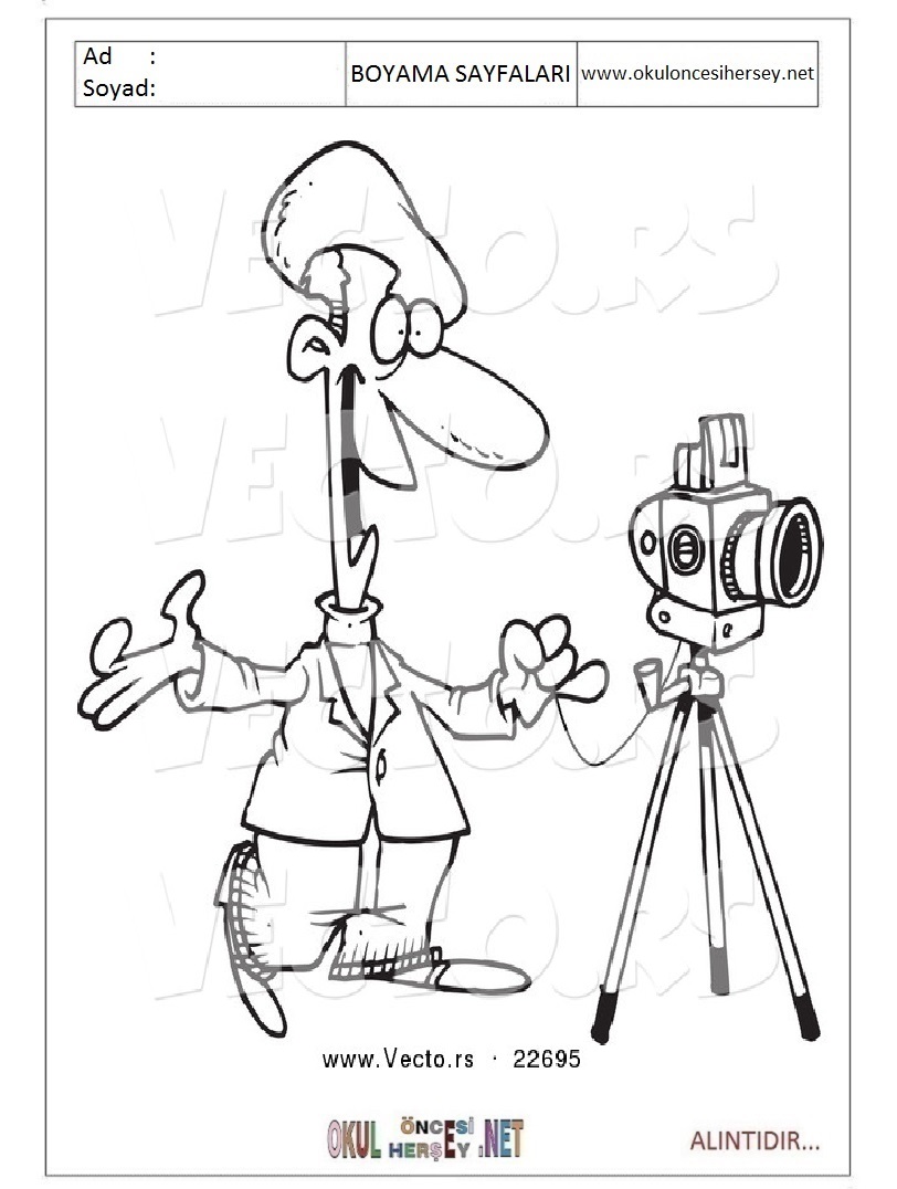 Çocuklar İçin Fotografçı Boyama Sayfaları 