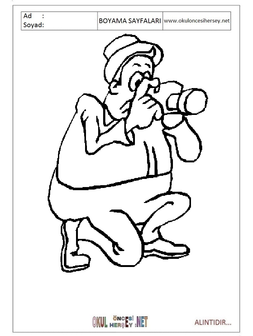 Çocuklar İçin Fotografçı Boyama Sayfaları 