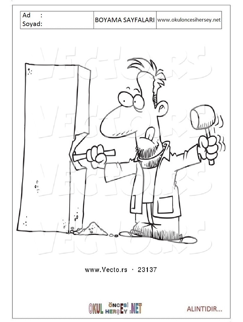 Çocuklar İçin Heykeltraş Boyama Sayfaları 