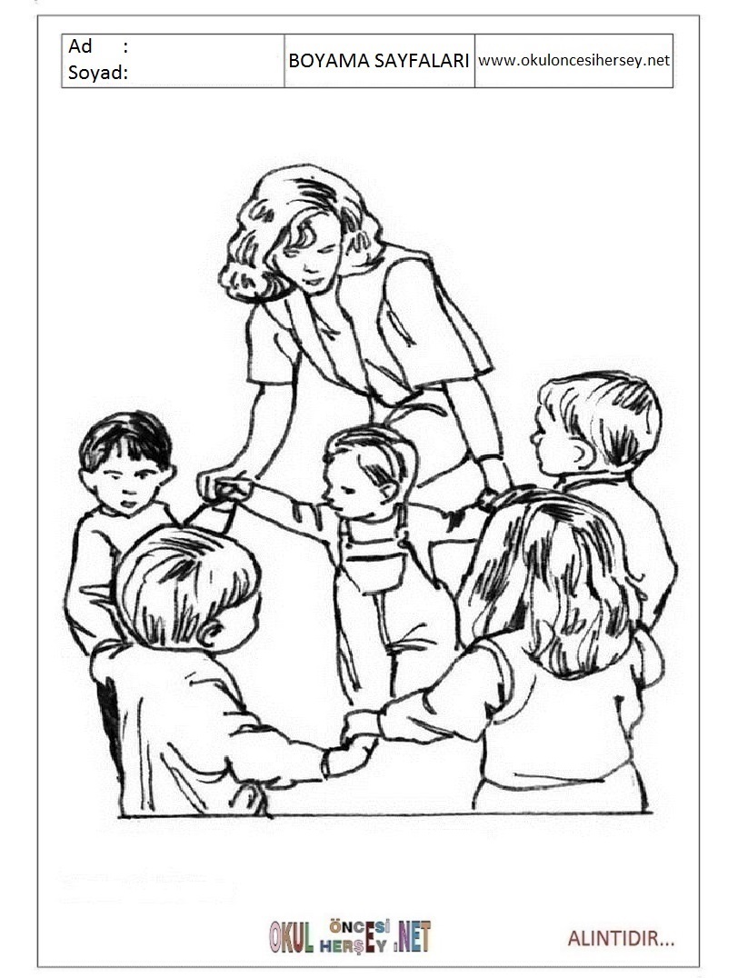 Çocuklar İçin Öğretmen Boyama Sayfaları 
