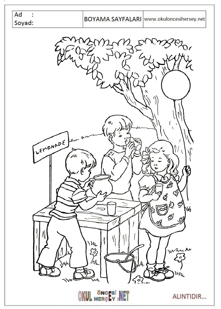 Çocuklar İçin Yaz Boyama Sayfaları 