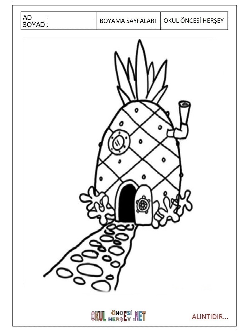 Çocuklar İçin Ananas Boyama Sayfaları 