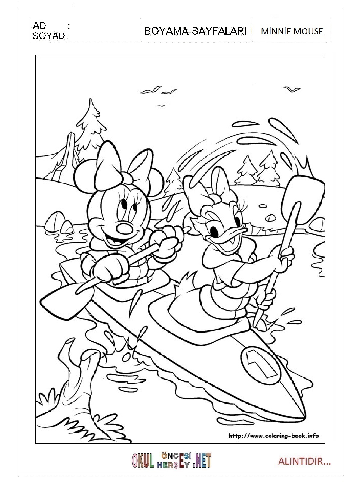 Çocuklar İçin Minnie Mouse Boyama Sayfaları 