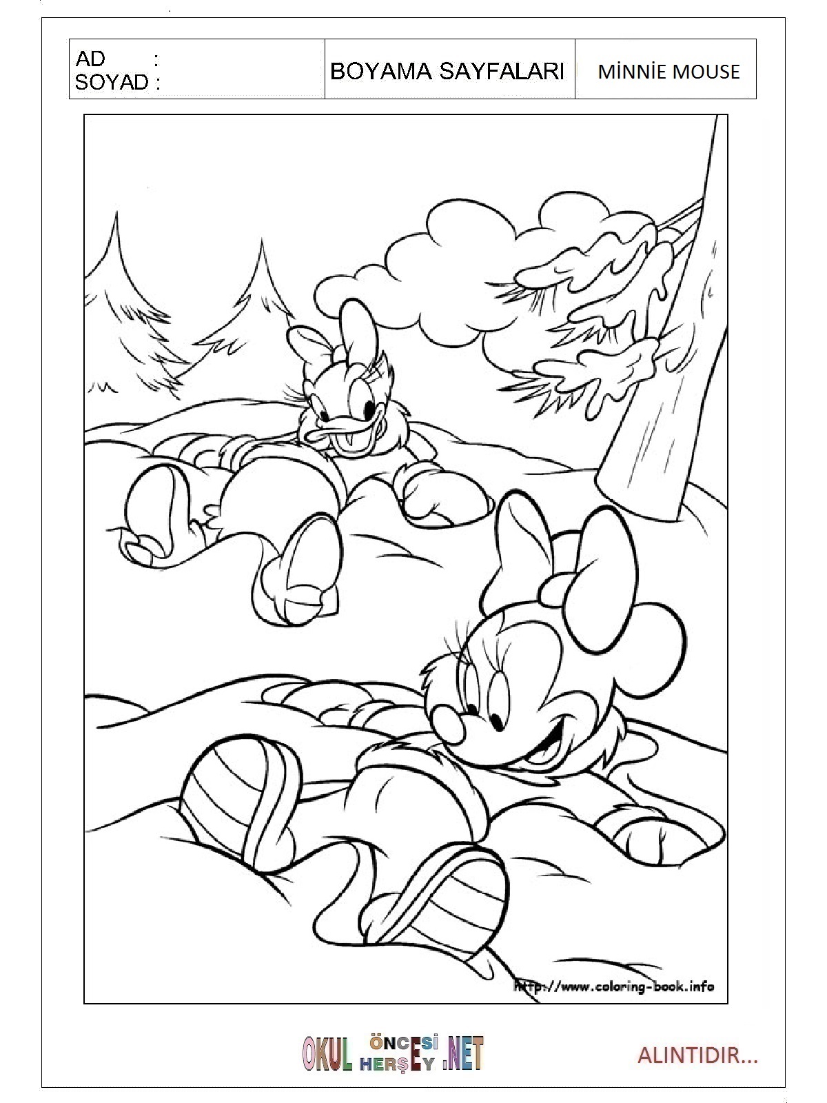 Çocuklar İçin Minnie Mouse Boyama Sayfaları 