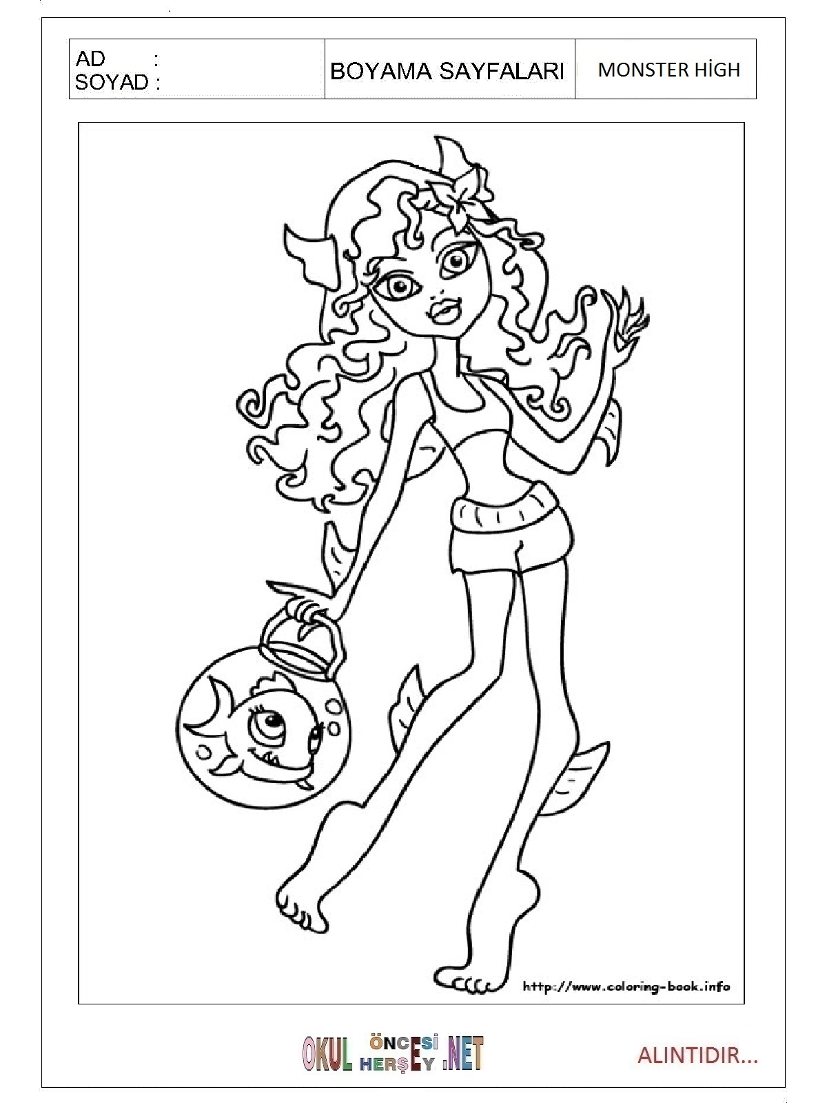 Çocuklar İçin Monster High Boyama Sayfaları 