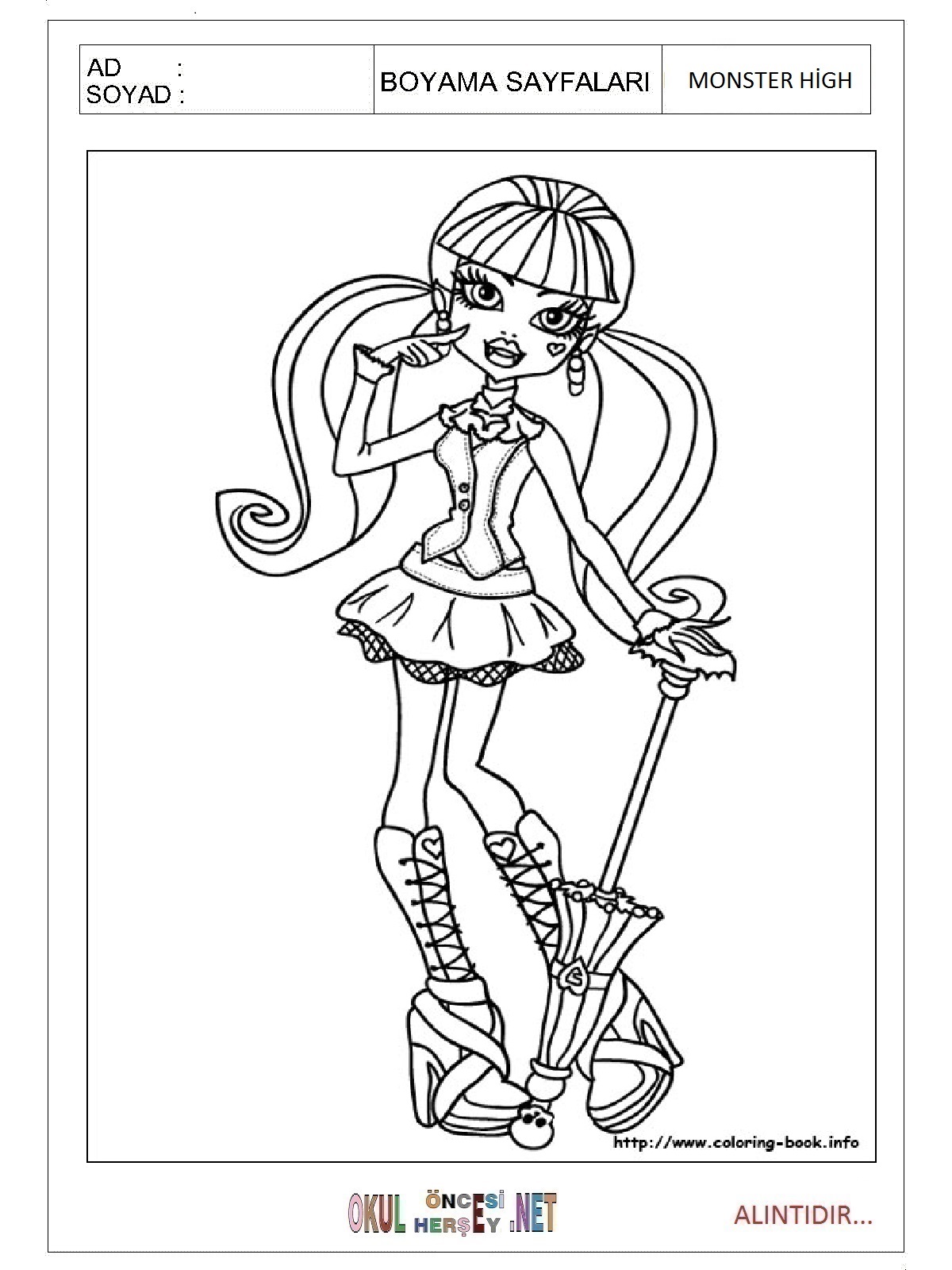 Çocuklar İçin Monster High Boyama Sayfaları 