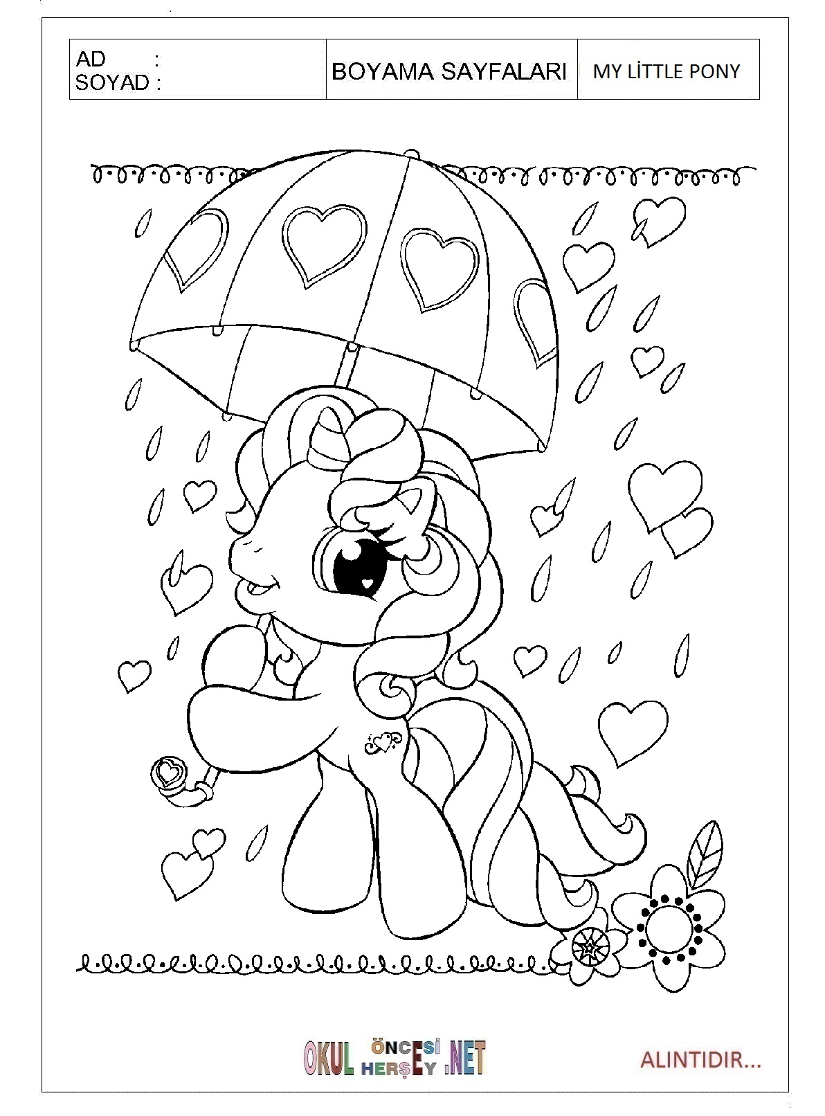 Çocuklar İçin My Little Poni Boyama Sayfaları 